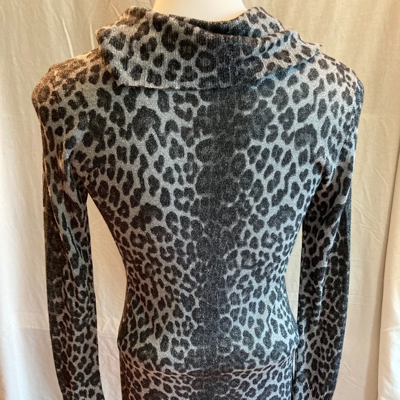 LAST DAY! Cache Leopard Print Glittery Cowl-Neck Sweater - Picture 2 of 6